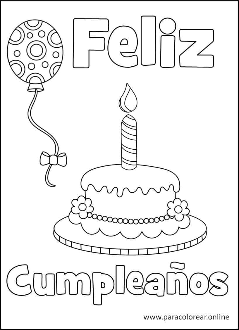 Dibujos de Pastel de Cumpleaños 1 para Colorear para Colorear