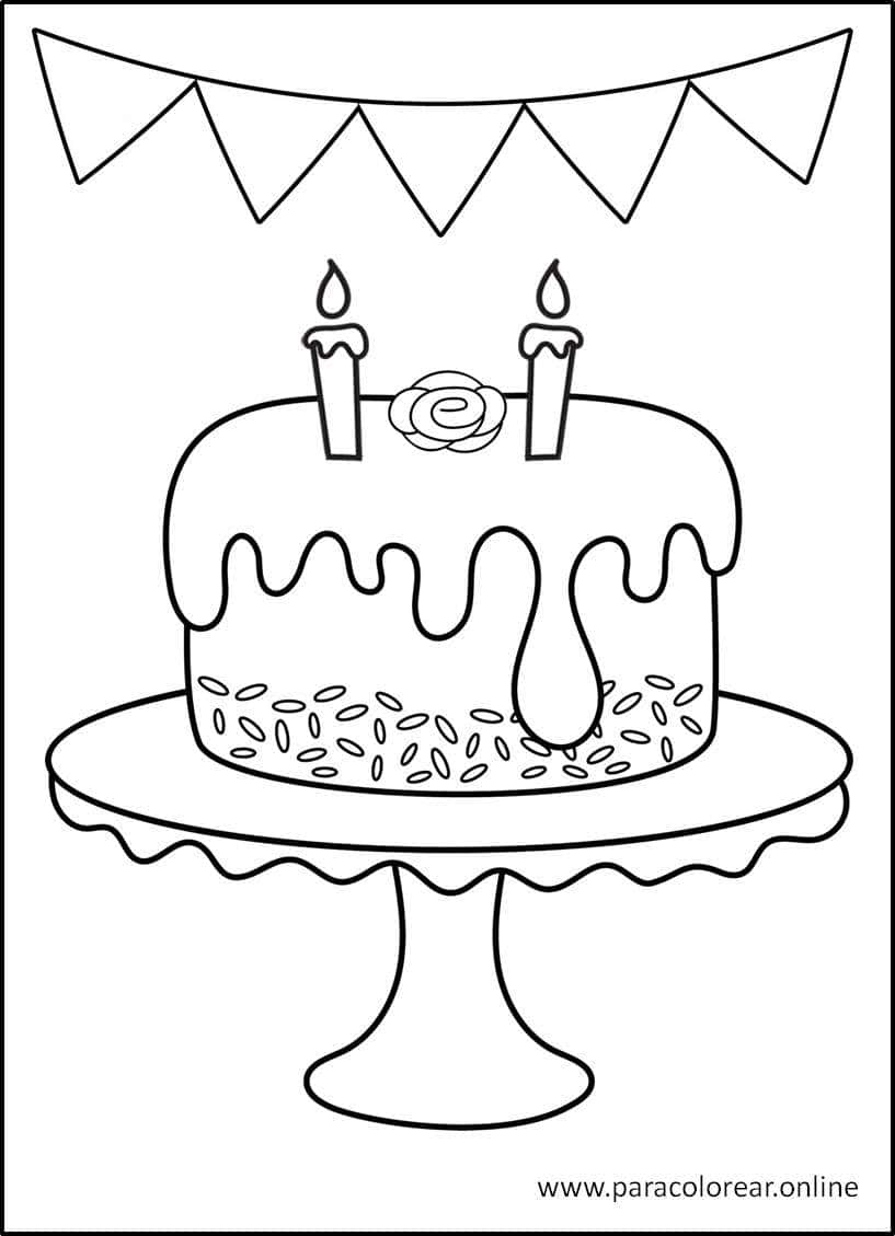 Dibujos de Feliz Cumpleaños para Colorear Imprimir y Pintar 🎂🎉🎁
