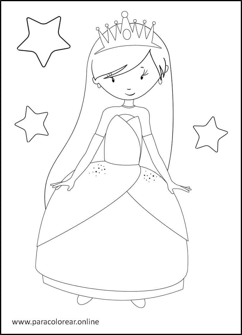 Los mejores Dibujos de Princesas para Colorear Imprimir y Pintar 👸👸🏽