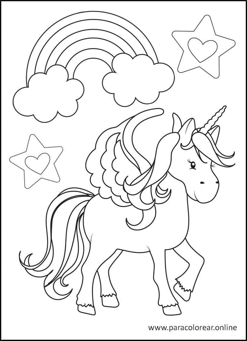 Featured image of post Fotos Unicornio Para Colorear Unicornio con sus alas desplegadas