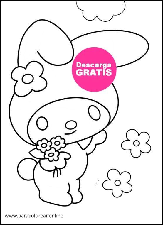 my melody para colorear facil