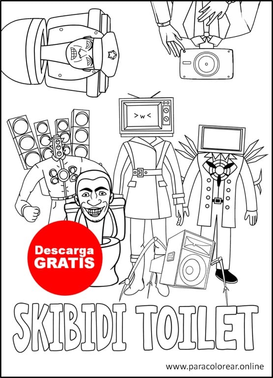 dibujos de skibidi toilet para colorear de los titanes