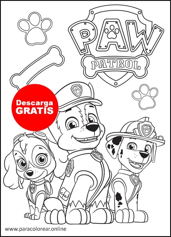 paw patrol para colorear chase