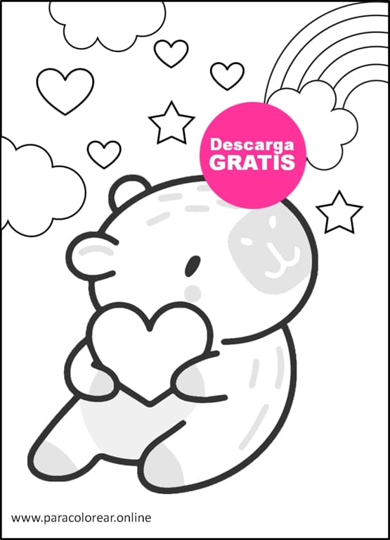 capibara bebé kawaii para colorear