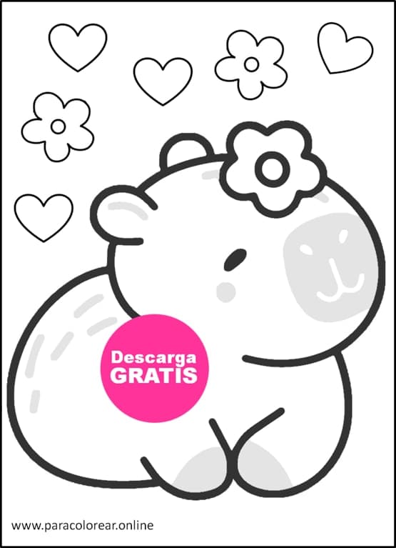 capibara para colorear e imprimir kawaii